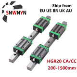 2pcs HGR20 Square Linear Guide Rail 300 400 500 800 1000 1500mm + 4pcs HGH20CA Bearing Slide Block Carriages For CNC 3D Printer
