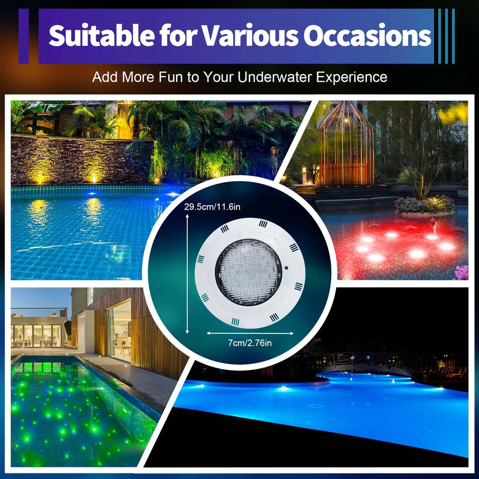 45W & 36W RGB LED Pool Light IP68 Waterproof 460/360 LEDs 2500/3600lm Remote Control for Swimming Pool Fountain Pond