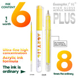 GuangNa 12 Colors/box Direct Liquid Hardhead High-gloss Acrylic Marker, for Student Notebook Writing, DIY Painting Graffiti