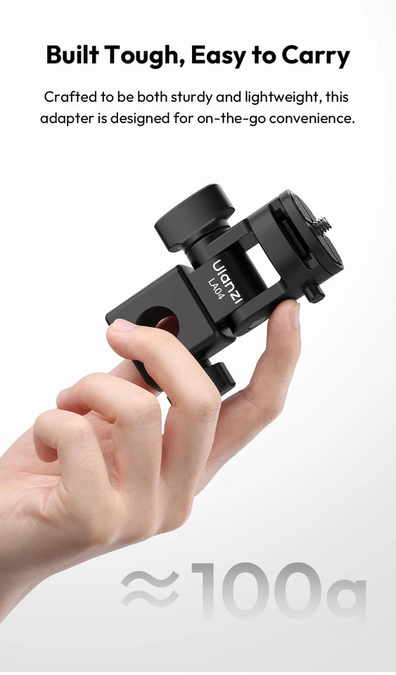 Ulanzi LA04 Univeral Light Stand Adapter with 1/4" Cold Shoe Mount for Phone Stand DSLR Camera LED Light 180° Tilt for Lighting