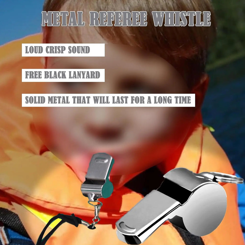 Metal Referee Whistle, Whistle with Hanging Rope, Sports Whistle, for Sports Competitions, Signaling, Loud Outdoor Survival