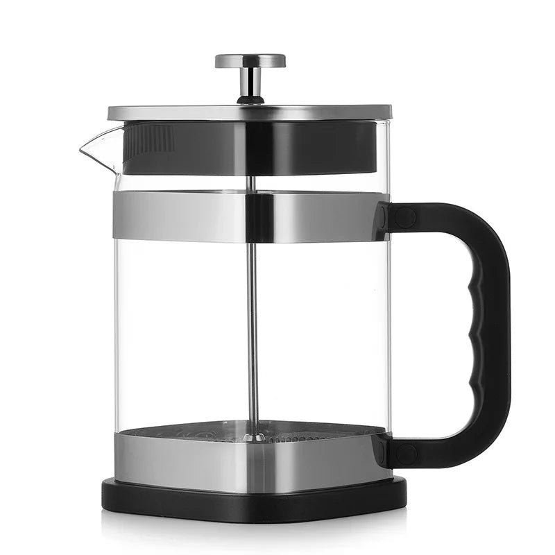 1000ml Square-shaped French Press Pot Durable Glass Coffee Machine with Stainless Steel Fine Mesh Filter Household Tea Kettle