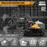 ZWN 1/16 1/20 Remote Control Excavator Dump Truck RC Model Car Toy Professional Alloy Simulation Construction Vehicle for Kids