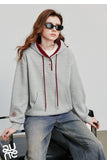 TOYOUTH Women Hoodies Sweatshirt 2025 Autumn New Contrasting Color Embroidery Splicing Hooded Pullover Tops