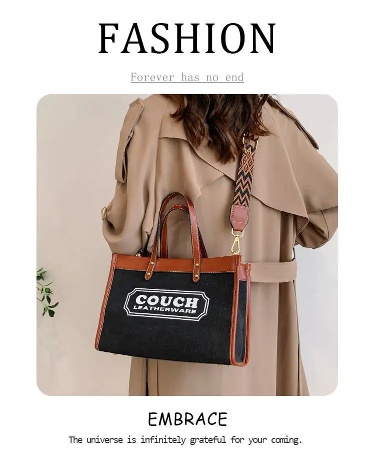 Canvas handbags women's 2023 new fashion all-match tote bag style large capacity shoulder messenger bag for woman