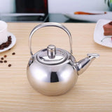 Teapot with Infuser Stainless Steel Tea Kettle Coffee Pot Portable Loose Leaf Hot Water Pot for Home Office Camping Kitchenware