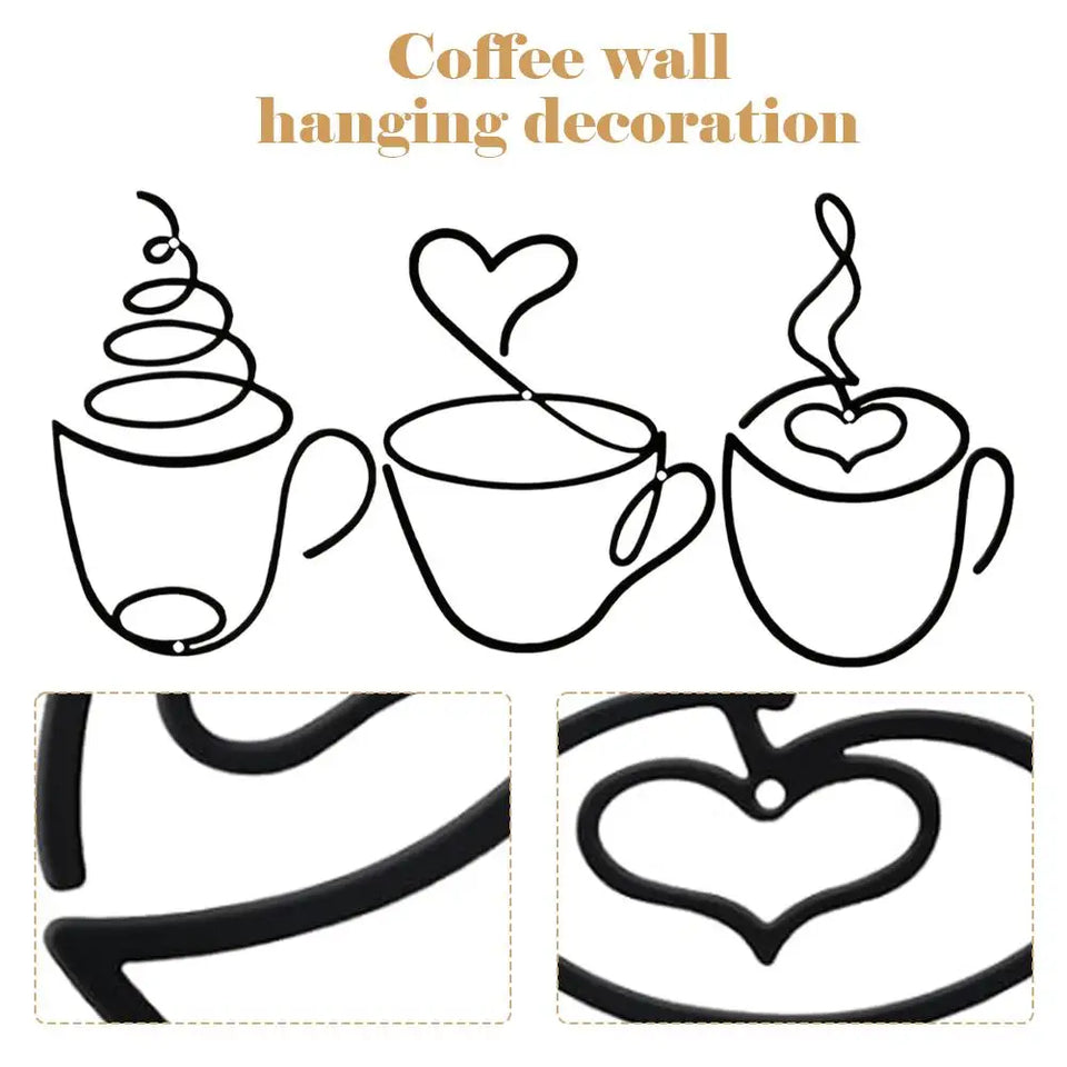 1/3pcs of Creative Coffee Wall Hangings, Coffee Shop Decorations, Interior Wall Decorations, Wall Hanging Iron Paintings