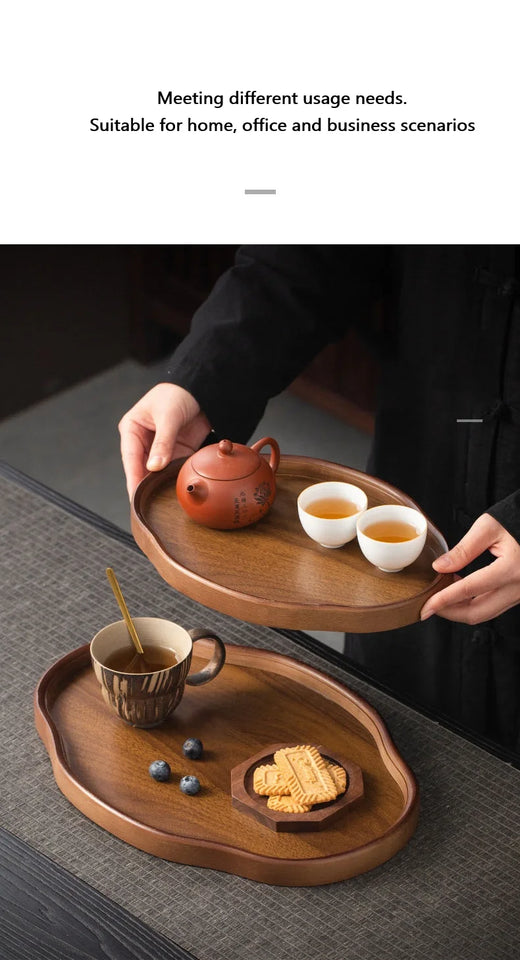 Wooden Decorative Serving Tray for Coffee Table and Home Decor Fruit Platter Decor Trays Serving Ware Food Dish Serving Platters