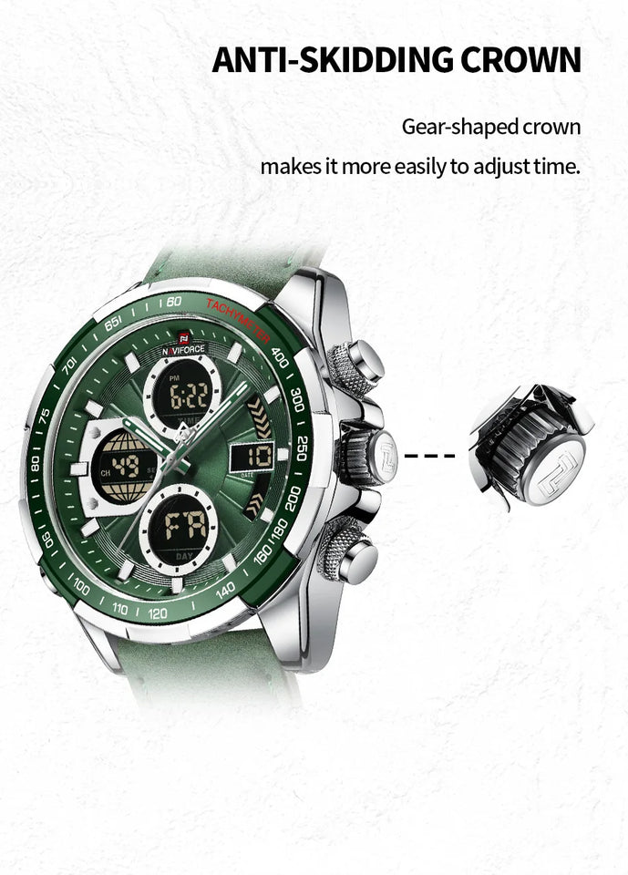 NAVIFORCE Top Military Quartz Watches for Men Luxury Sports Chronograph Watch Waterproof Clock Leather LED Digital WristWatch