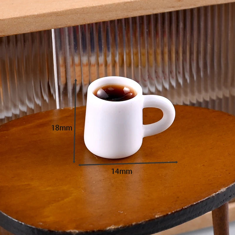 6pcs/ Set 1:12 Kitchen Toy Decoration Miniature Resin Coffee Cup Model Simulates Food And Beverage Home Tableware Decoration