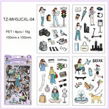 JIANWU Good Collection Book Series Vintage Life Character Landscape Material Collage PET Sticker Creative DIY Journal Stationery