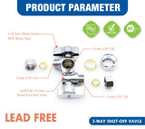 KING SMART 3/8" * 5/8" * 3/8" Comp. OD; 1/4 Turn Dual Handle Compression Stop Valve; 2Pcs/Case; 80407