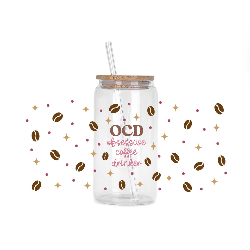 Coffee vibe Series easy peel waterproof DIY decoration decals 3D transfers uvdtf crystal sticker 16oz uv dtf cup wraps