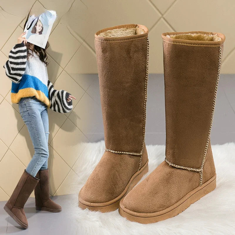 Comemore Women Tall Winter Padding Black Boots Fashion Snow Boots Women's High Boot Size 41 Hot Warm Shoes Botas Mujer