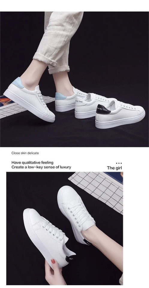 2024 New Women Sneakers Fashion Breathble Vulcanized Shoes Pu Leather Platform Shoes White Lace Up Casual Shoes Zapatos Mujer