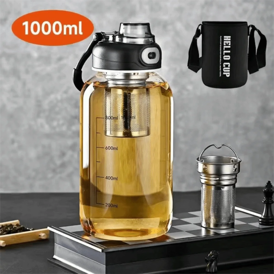 Tea Separation Glass Tea Cup Double Drinking with Handle Water Cup Large Capacity High Temperature Resistant Portable Kettle