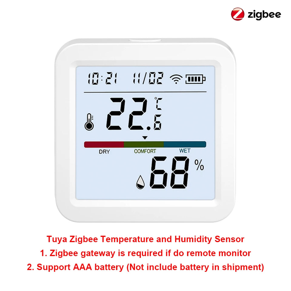 Tuya Zigbee 3.0 WiFi Temperature Humidity Sensor Smart Thermometer Hygrometer APP Remote Control Work with Yandex Alexa