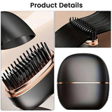 Wireless Hair Straightener Brush USB Rechargeable 30s Fast Heat 3 Temperature for Straight & Curly Hair Types Mini Travel Styler