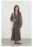 CHIC VEN Women Dress Sets Stripe Shirt Loose Casual Long Sleeve Sunscreen Blouses Camisole V-neck Dresses Spring Autumn 2025