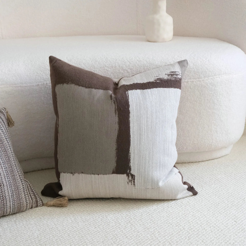 Coffee Brown Maillard Cushion Cover Retro Geometric Jacquard Pillow Case Wabi Sabi Pillow Covers Decorative Modern Luxury Home