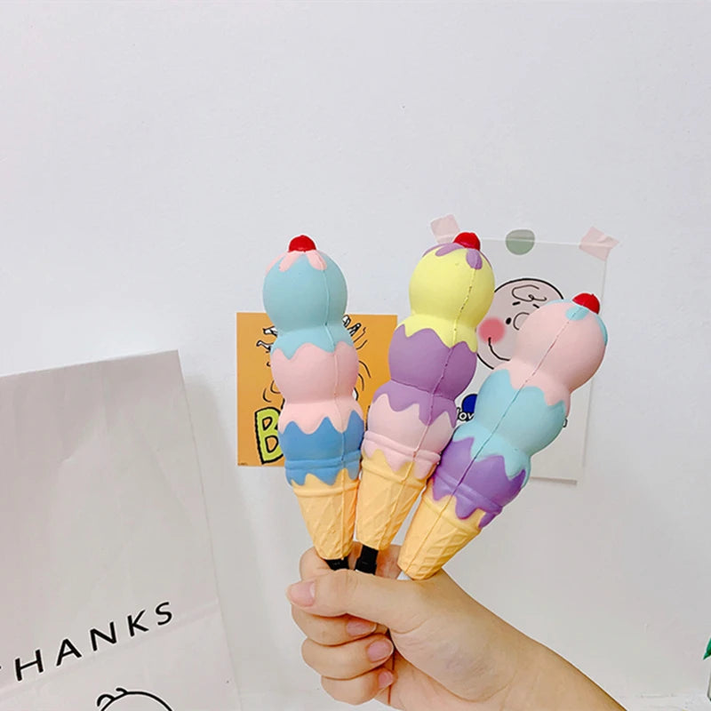 New Squishy Antistress Toys Ice Cream Hot Dog Dinosaur Slow Rising Pen Soft Squeeze Pen Stress Relief Toy Christmas Gifts