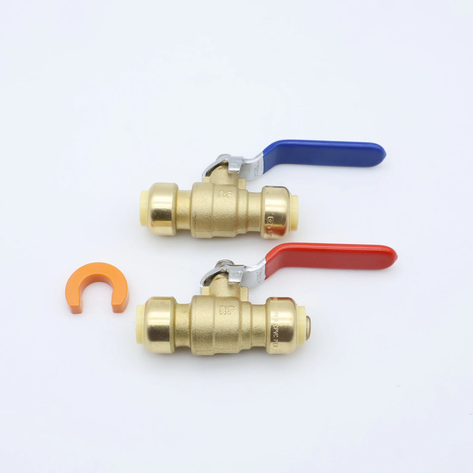KING SMART 1/2" Push Fit 1/4 Turn Full Port Push Fit Ball Valve; for Hot and Cold Water System; 2Pcs/Case; 80514