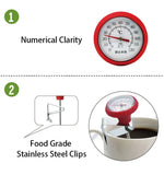 Coffee Milk Thermometer 0-120°C | Stainless Steel Digital-Free Temperature Gauge with Clip for Espresso, Latte, Tea & Hot Drinks