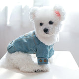 Extra Thick Denim Pet Dog Clothes Breathable French Bulldog Fleece Down Jacket Medium Puppy Clothing Winter York Cat Sweatshirt