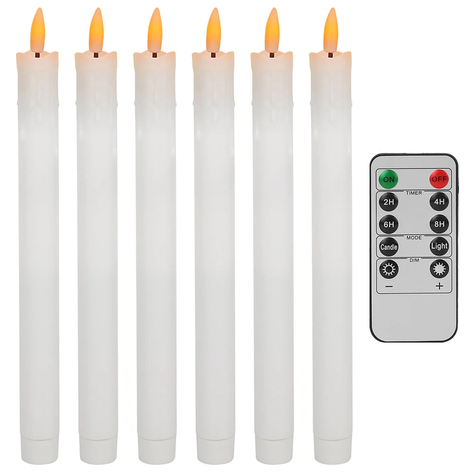 LED Flameless Taper Candles 6.5/11" Battery Operated Fake Flickering Candlesticks Electric Long Candles for Wedding Home Decor