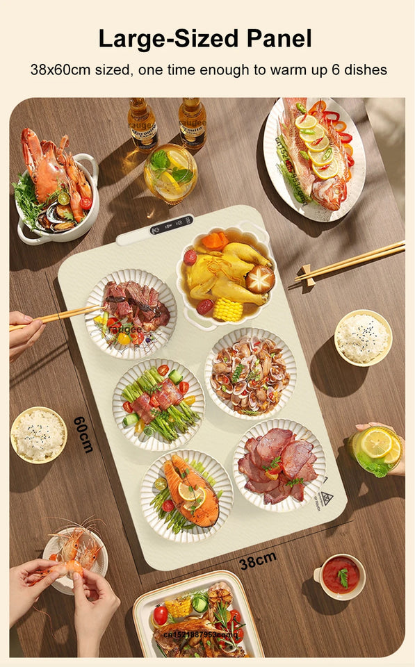 Electric Heating Plate Food Warmer Mat Silicone Dining Table Fast Warming Food Coffee Heater Tray Foldable Food Warming Plate