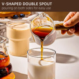 Glass Milk Cup Fine Espresso Small Glass Measuring Cup Double Spout Milk Jug Wooden Handle and Scale Coffee Latte Extraction Cup