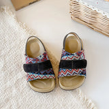 Summer Children Causal Sandals New Boho Toddler Beach Slippers for Girls Outdoor Daily Wear Non-slip Kids Retro Open-toe Sandals