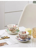 English Camellia Coffee cup & Saucer Set, Light luxury Home afternoon Tea cup and plate, Girls' gift, High appearance level cups