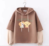 Harajuku Funny Women Hoodies 100% Cotton Winter Plus Fleece Cute Pink Anime Sweatshirt Teen Girl Kawaii Long Sleeve Y2K Hoodie