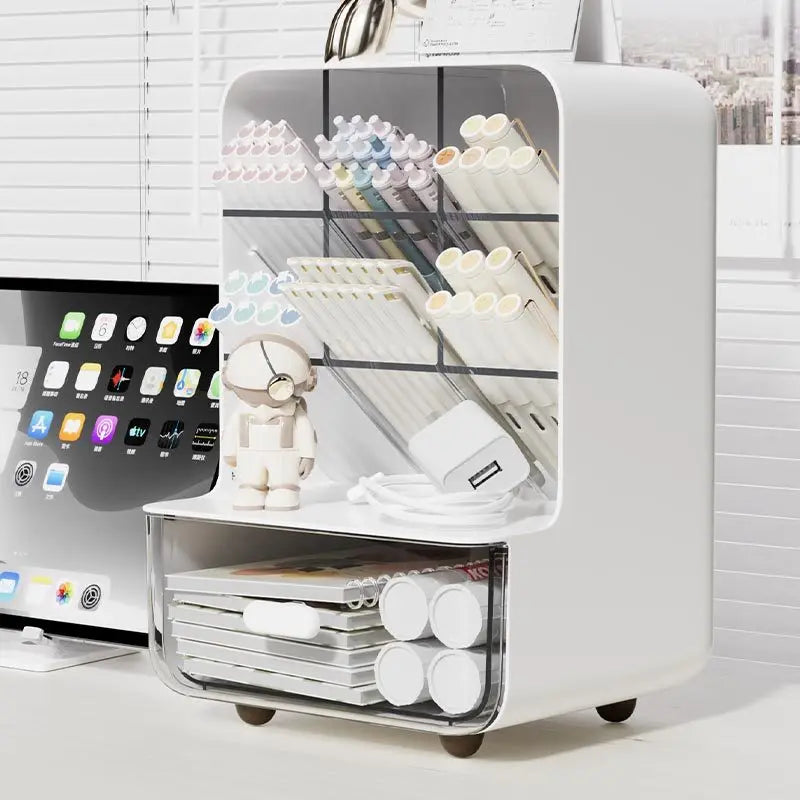 Angle Insertion Desk Pen Holder, Desktop Storage Box for Office Supplies & Cosmetics, Multifunctional Organizer Rack