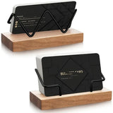 Premium Business Card Holder|Desk Organizer,Holds Multiple Cards, Desktop Accessory,Durable Construction,Recycled Wood&Metal