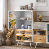 American Hand-painted Living Room Cabinets Sideboards Foyer Side Cabinet Light Luxury Wine Cabinet Drawer Living Room Furniture