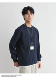 Men's Long Sleeve Casual Hoodie Loose Fit Round Neck White Top For Spring Autumn Versatile Sweatshirt Trendy Brand Men's Wear