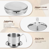 Vietnamese Coffee Filter Stainless Steel Phin Drip Coffee Pot Press Maker with 100pcs Filter Paper for Home Restaurant Travel