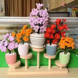 Wooden Ladder Shelf Multi Round Display Stand Storage Rack Solid Versatile Wood Jewelry Display Stand Cosmetics Doll Storage Rac