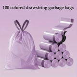 Purple Drawstring Trash Bags 100-Pack Thick Leak-Proof Disposable Garbage Bags for Kitchen Bathroom Home Trash Cans