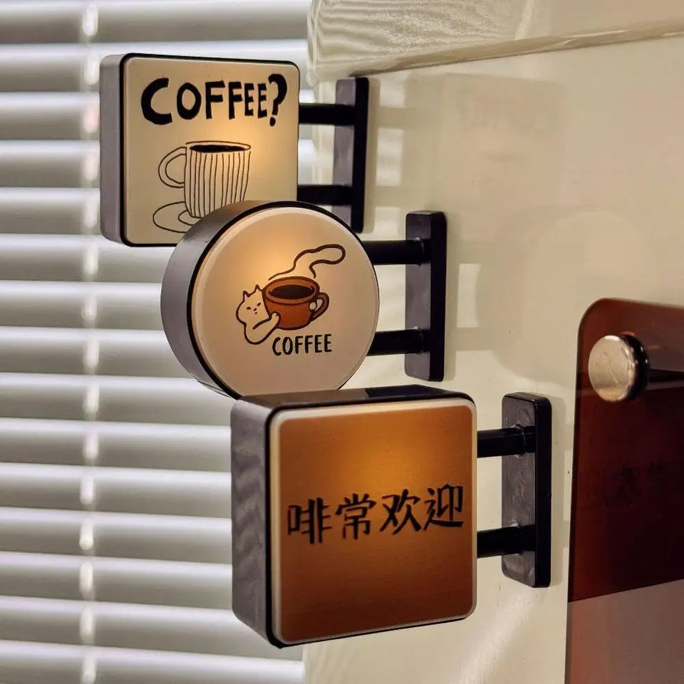 Coffee Corner Creative Atmosphere Light Sign Creative Magnetic Fridge Stickers Convenience Store Coffee Shop Glowing Decoration