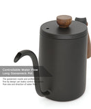 600ML Non-stick Stainless Steel Pour Over Coffee Tea Pot with Thermomet Long Narrow Spout Hand Drip Kettle Coffee Accessories