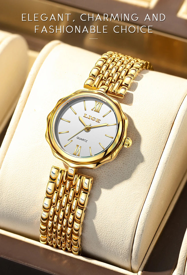 LIGE Elegant Creative Steel Quartz Women Watch Fashion Waterproof Watches For Women Original Brand Luxury Women's Bracelet Watch