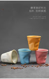 Coarse Pottery Coffee Cup   Hand Kneaded Pleated Cup Ceramic Latte Cup Espresso Cup Afternoon Tea Cup Vintage Cup