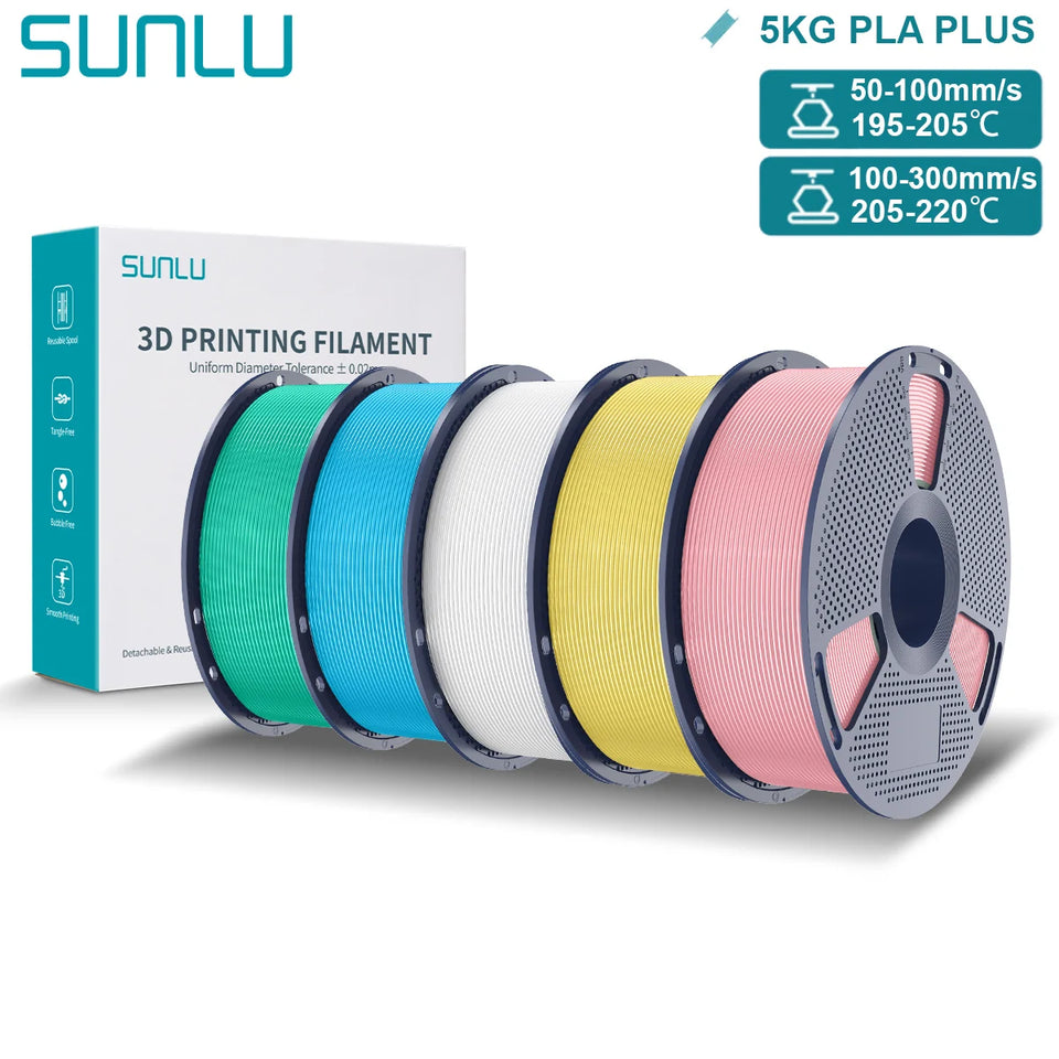 SUNLU Pla Plus 3D Filament 1.75mm Good Toughness Multicolor Neatly Wound PLA+ Filaments for FDM 3D Printing Materials 5KG