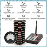Ycall Hot Sale Wireless Restaurant Waiter Coaster Paging System 1 Keyboard 10 Vibration Pager 1 Charger Calling Service Buzzer