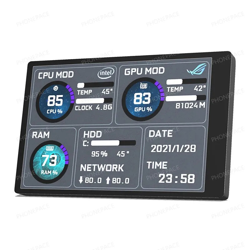 3.5 Inch Type-C IPS Secondary Screen 320*480 USB Display For PC CPU RAM GPU HDD Data Monitoring With TURZX Software