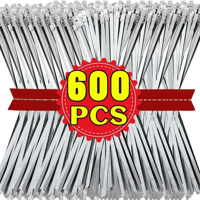 Metal Cable Ties Stainless Steel Self Locking Fastening Rings Heavy Duty Cables Tie Strap Exhaust Wrap Organizer For Home Office