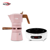 IKAPE Espresso Moka Pot and infrared ceramic hob Set,220V With Temperature Control Stovetop Espresso Machine For Coffee Lover